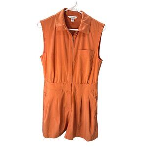 Athleta Orange Sleeveless Zip-Front Romper